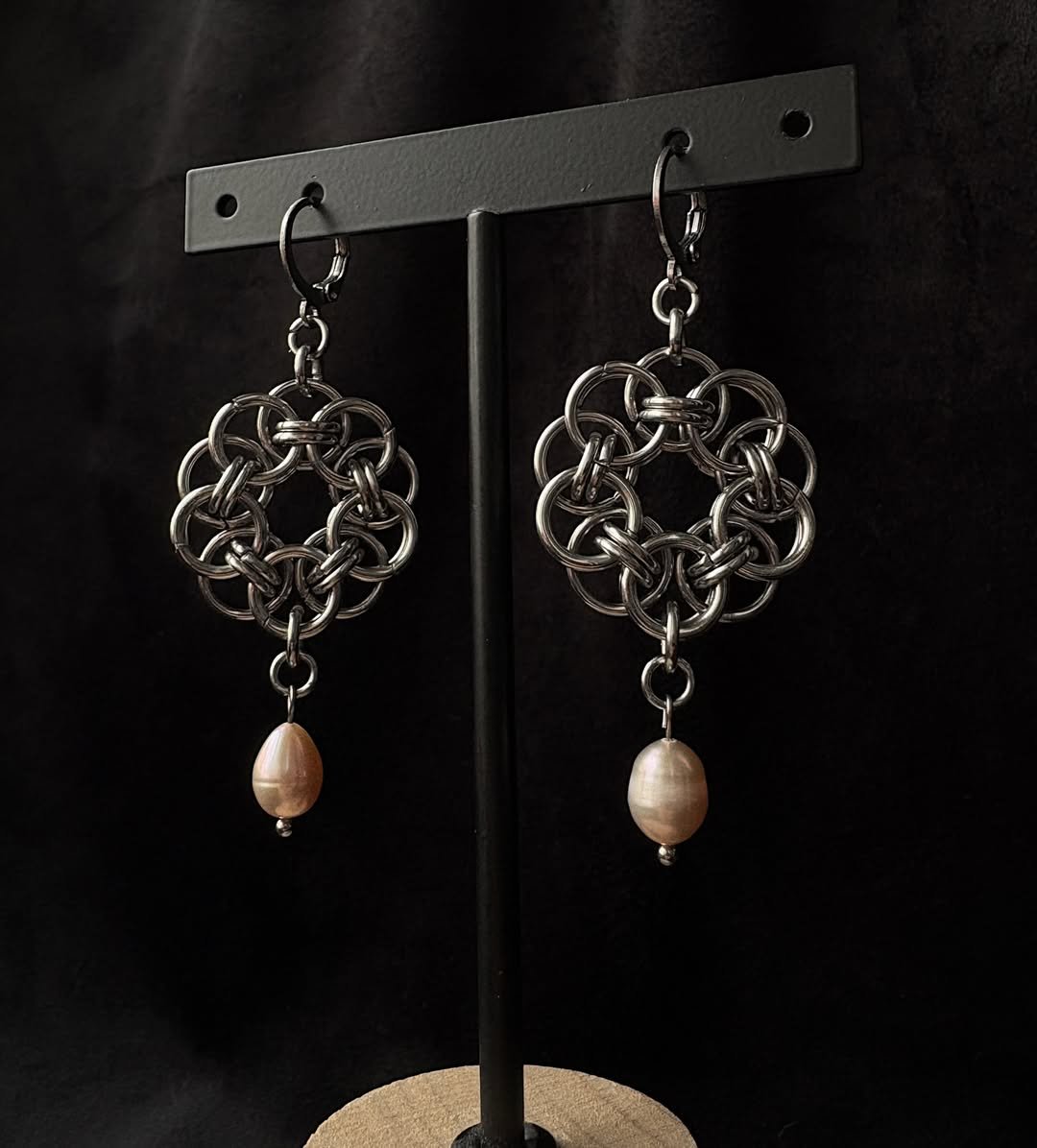 Steel petal earrings